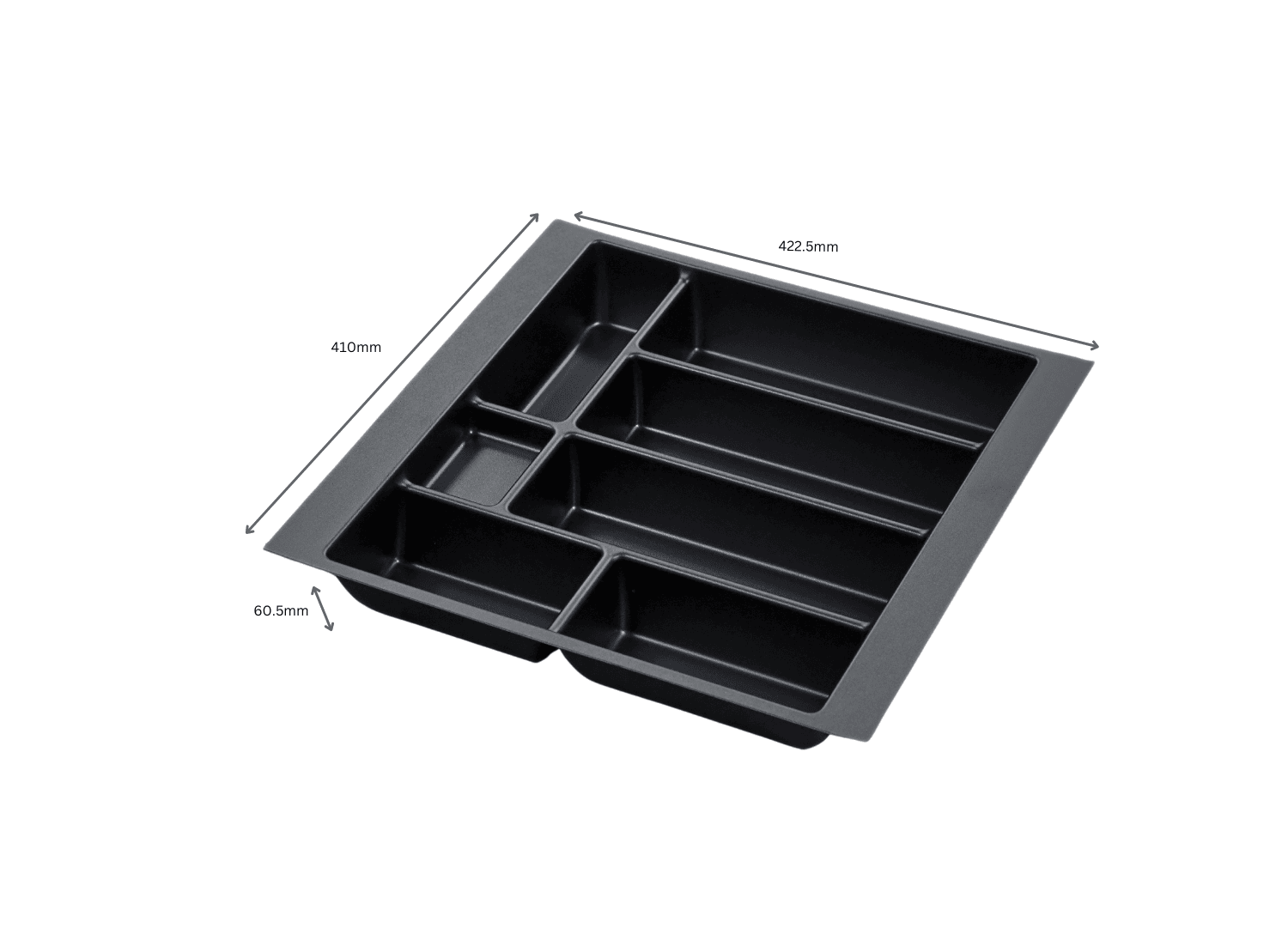 500mm Black Linea Tandembox Cutlery Tray