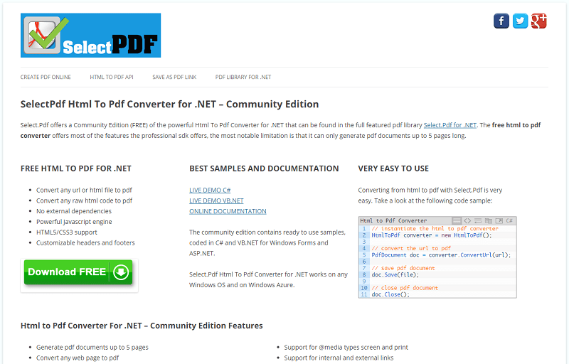 Download free SelectPdf Html To Pdf Converter for by SelectPdf v.1