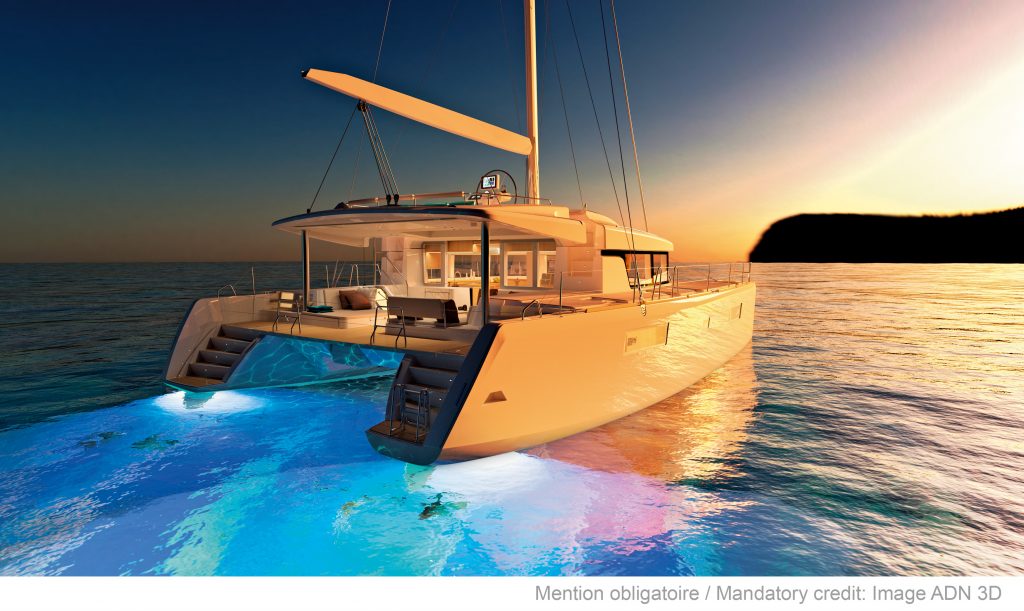 Freedom Luxury Charter Sailing Catamaran Underwater Lights Select Yachts