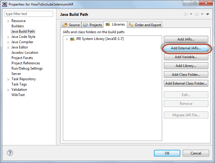 Add external JARs selenium online training with expert