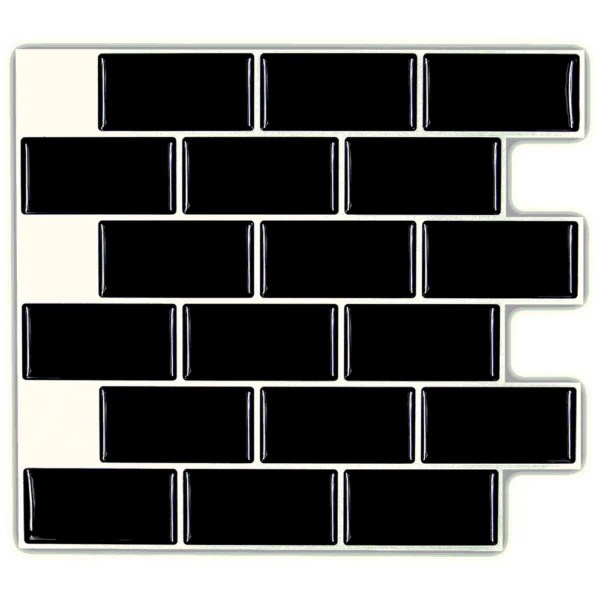 3D Black Subway Self Adhesive Wall Tiles UK 3D Gel Self adhesive