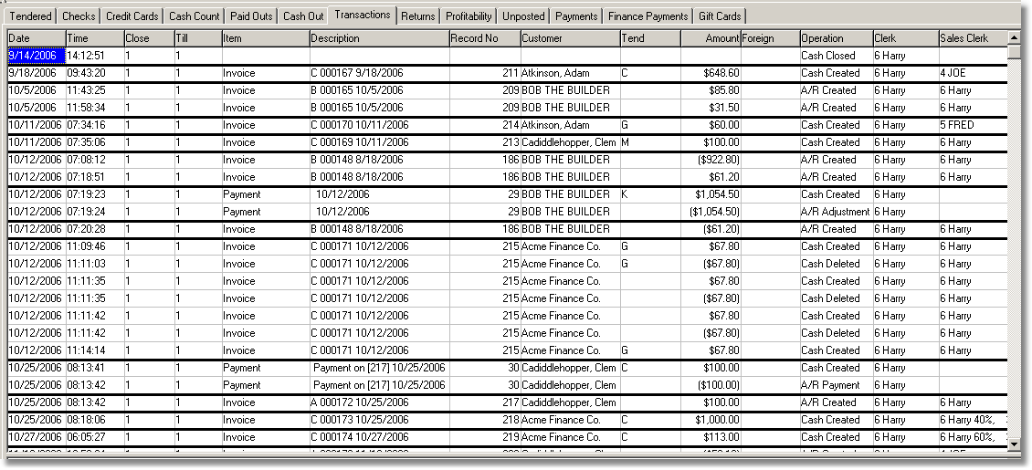Point of Sale Transaction Report