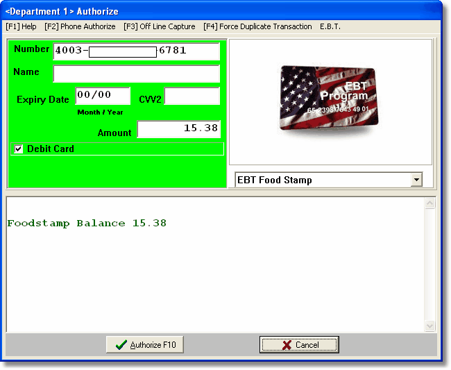 EBT Food Stamp Balance Query