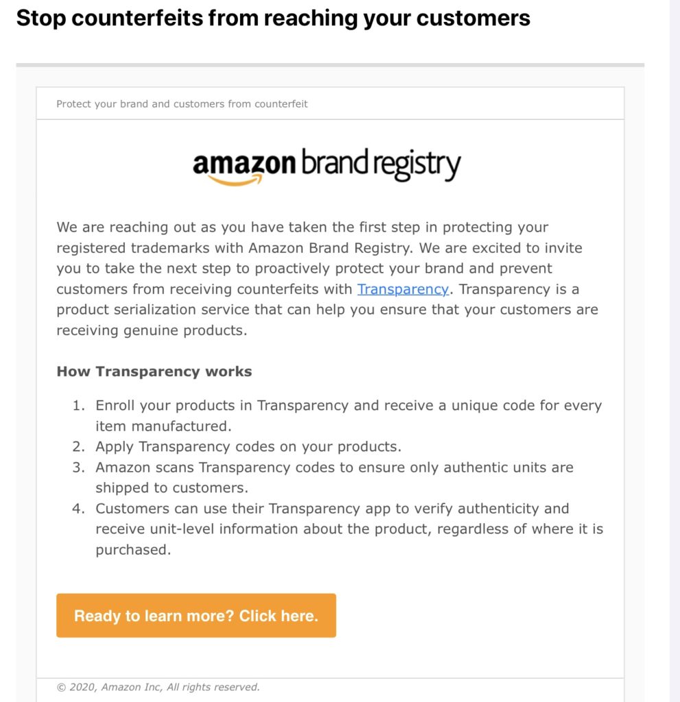 Enrolled in Amazon Brand Registry? It’s time for Amazon Transparency