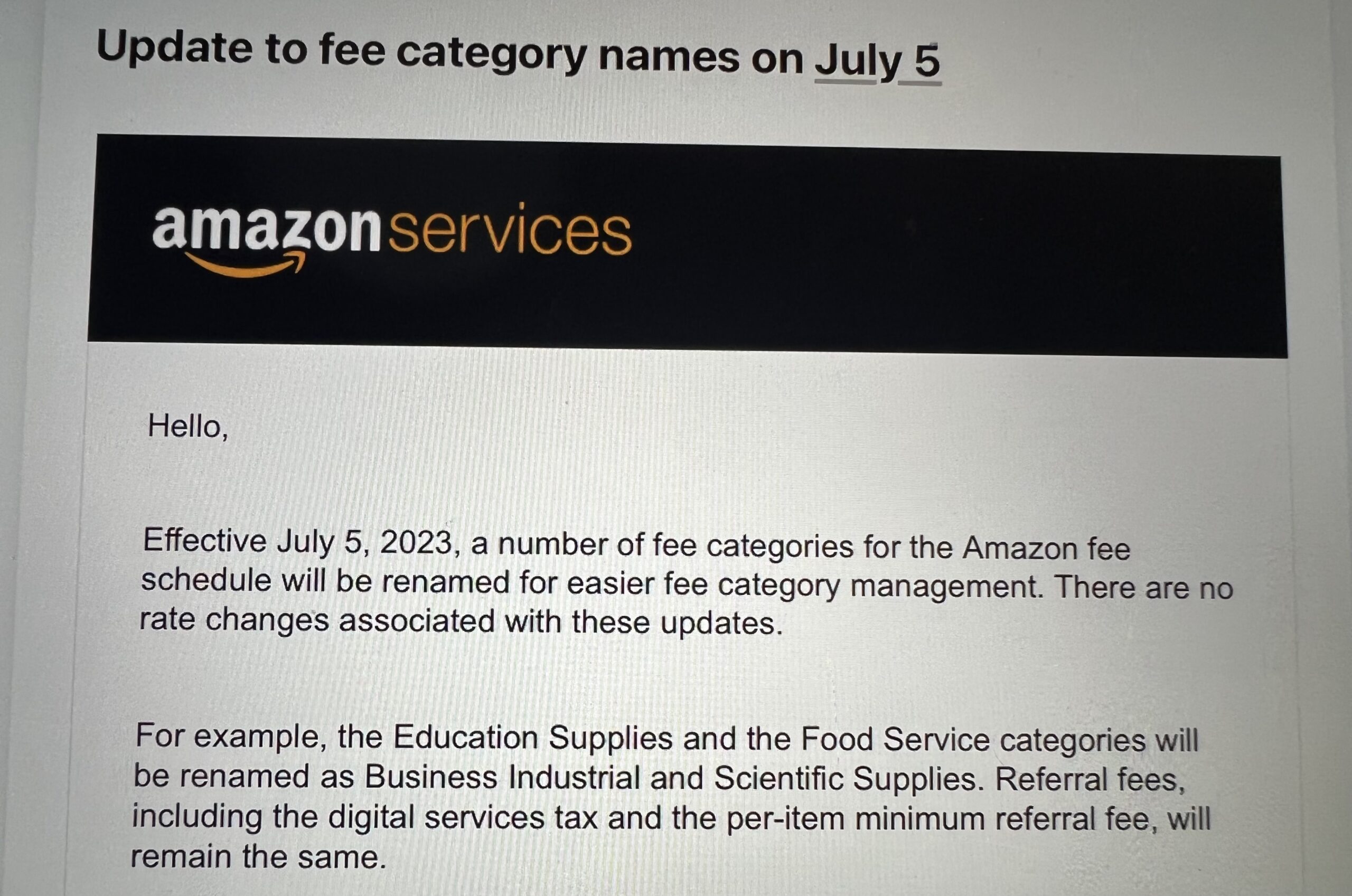 Update to Amazon fee category names on July 5 Seller Union