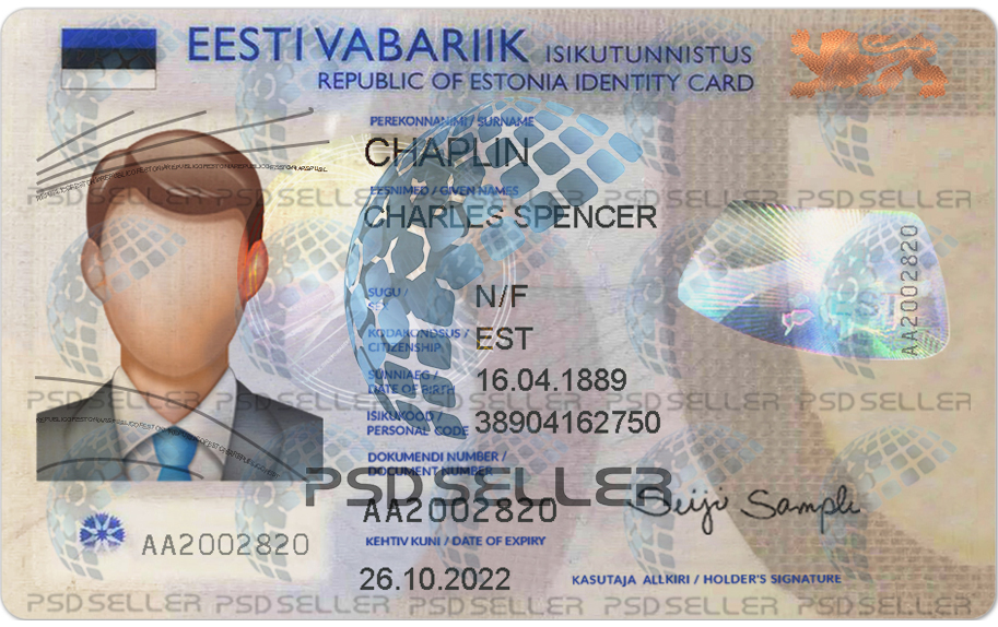 Fully Editable Estonia ID Card Template Psd V2 Psdseller