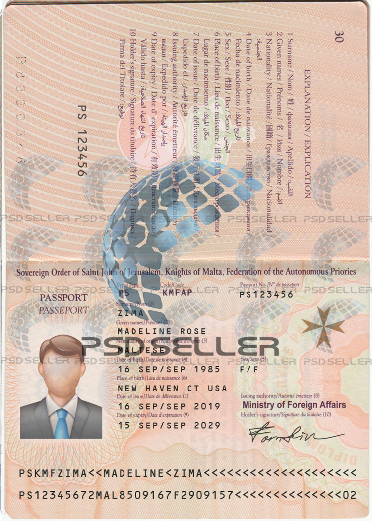 Fully Editable Malta Passport Template Psd 100 Psdseller