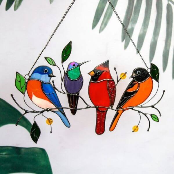 BIRDS STAINED GLASS WINDOW HANGINGS Sell This Now