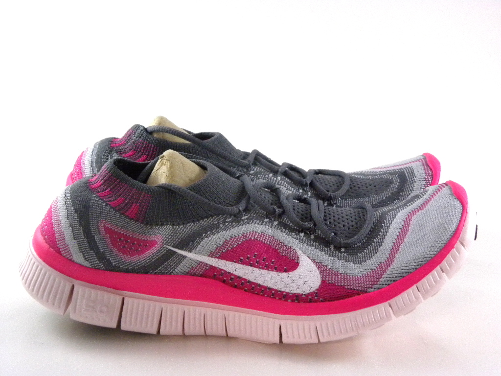 Nike Free Flyknit + 5.0 Gray/Pink Running Gym Women's Shoes 615806 016