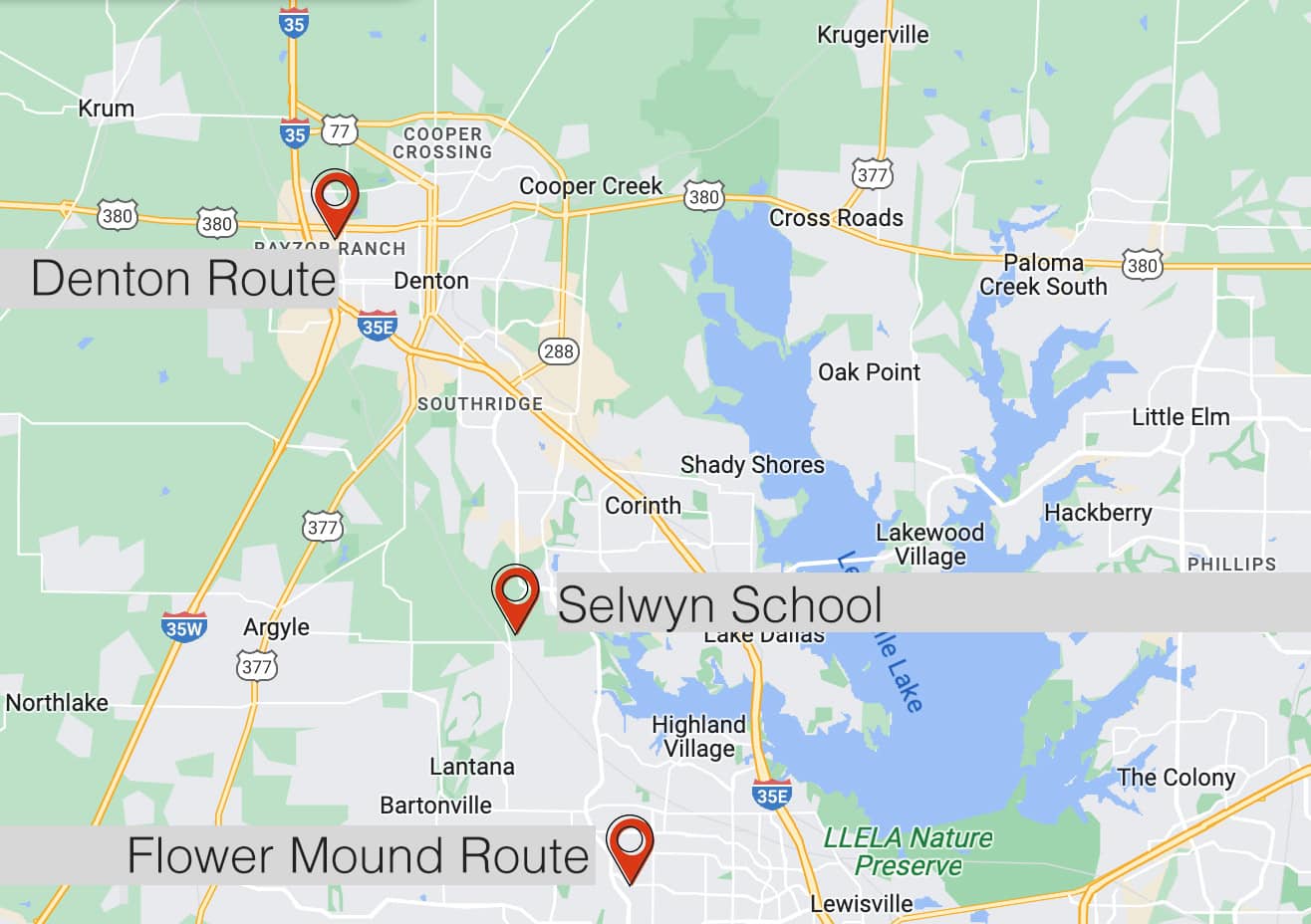 Getting to Selwyn School Denton, Texas