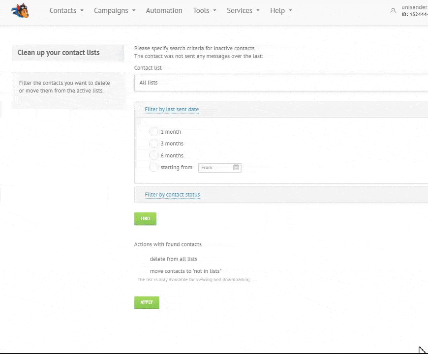 Updating the Mailing List in Selzy