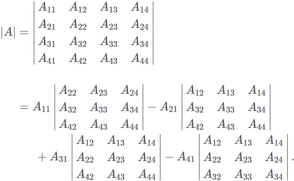 Determinant of a 4x4 matrix SEMATH INFO