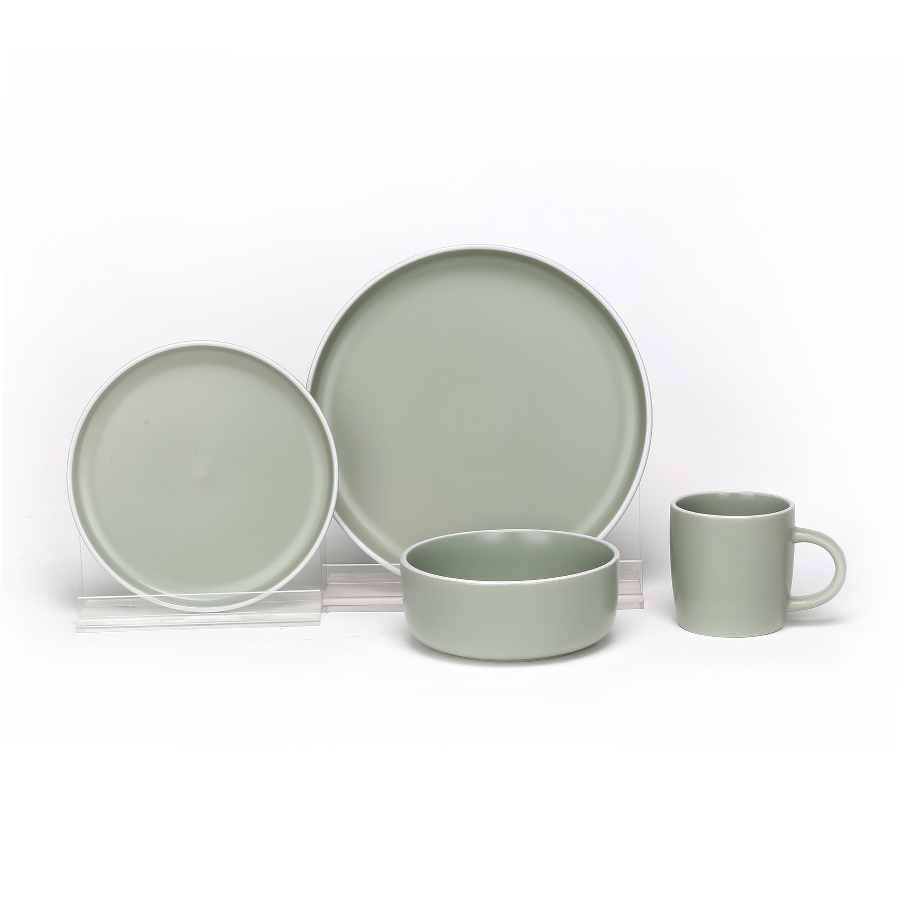 Green Ceramic Dinnerware set 16 pcs in box SEMK Home