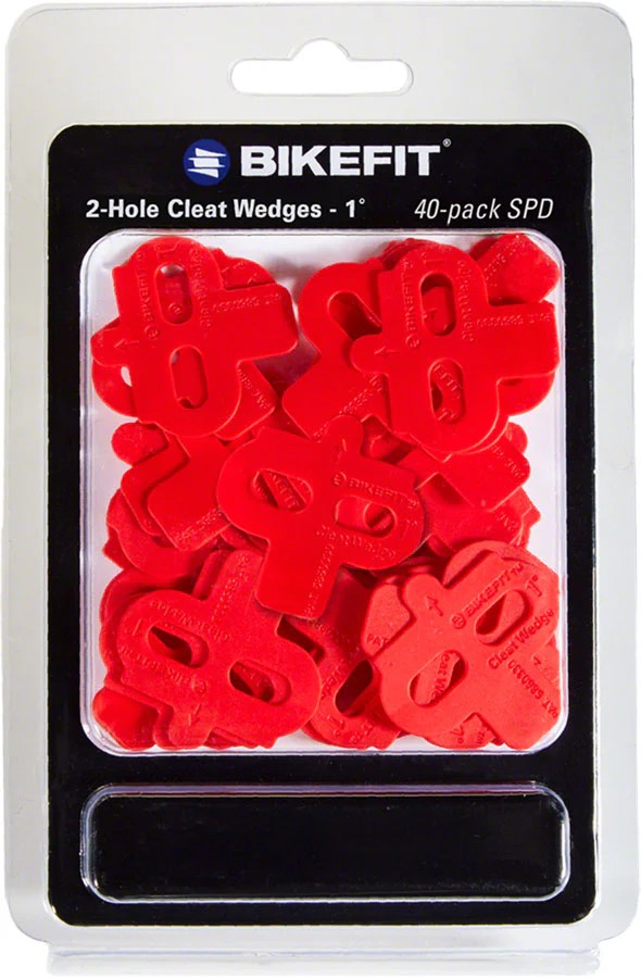 BikeFit Cleat Wedge MTB/SPD Compatible, 2Hole, 1 Degree, 40Pack