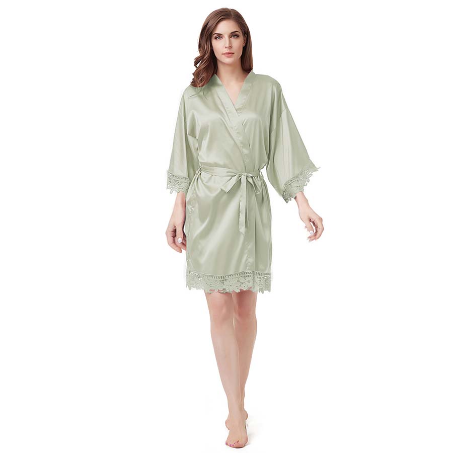 Sage Satin Lace Robe Send Your Tales