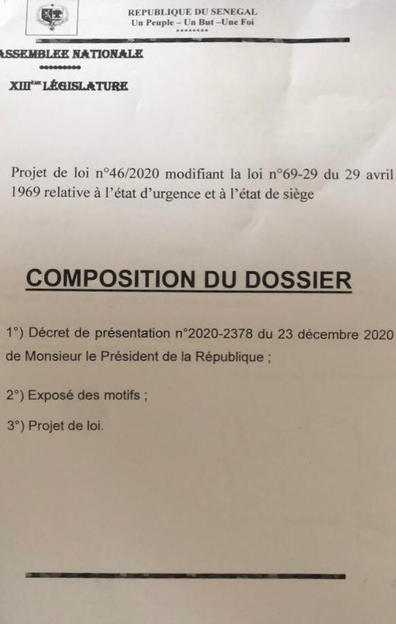Projet de modification de la loi relative à l’état d