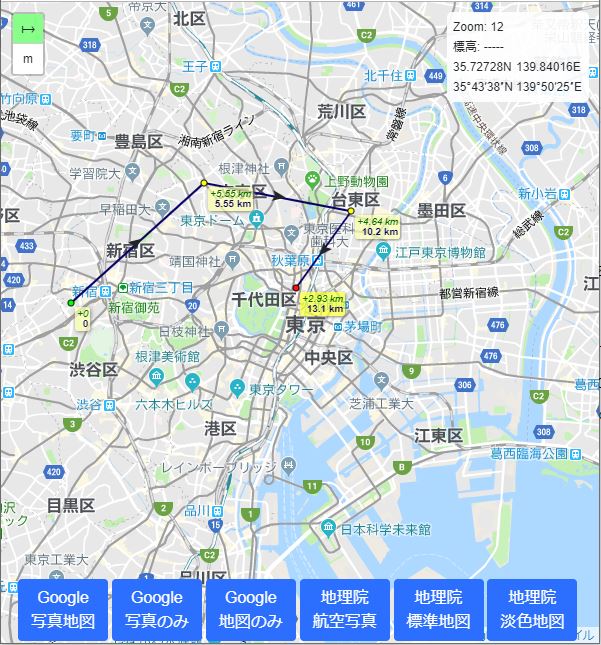 距離 測定 地図 円 Cator