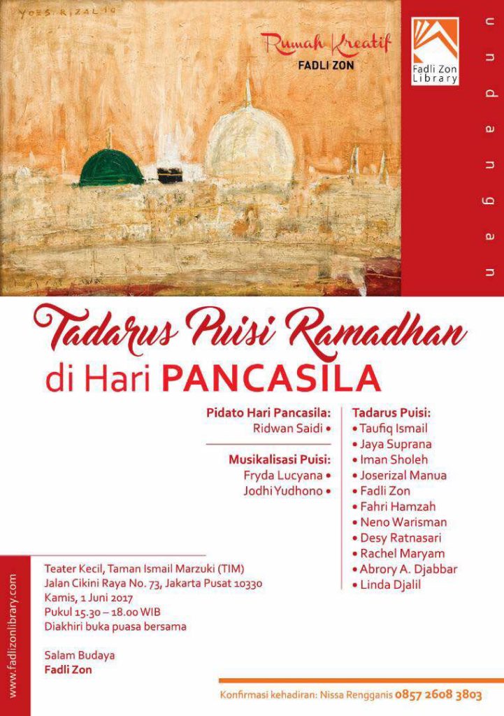 Tadarus Puisi Ramadhan di Hari PANCASILA 1 Juni 2017 - Seni.co.id