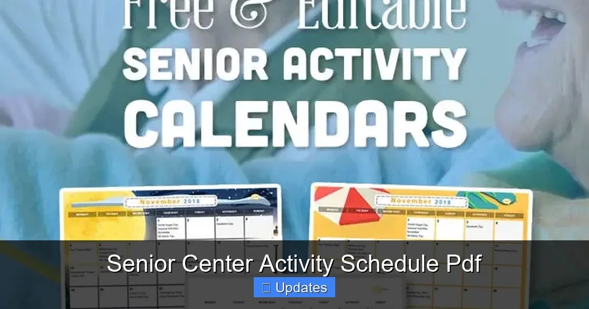 Senior Center Activity Schedule Pdf SeniorsProTalk