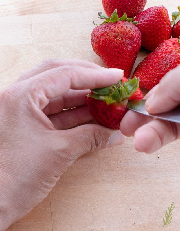 Hull a Strawberry Sense & Edibility's Culinary Class Sense & Edibility