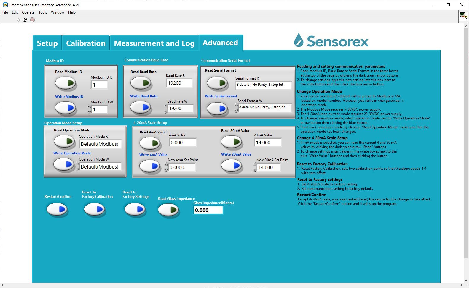 Sensorex Smart Sensor User Interface Software Sensorex Liquid
