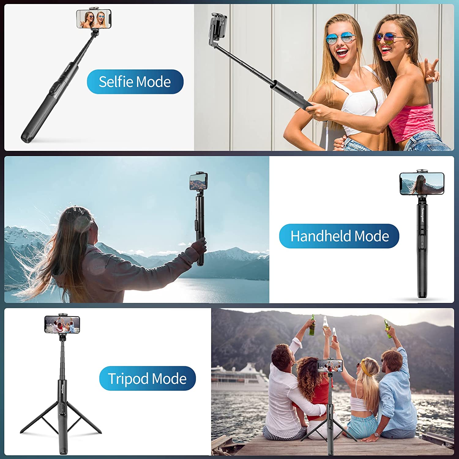Sensyne 60" Phone Tripod & Selfie Stick, Lightweight All in One Phone