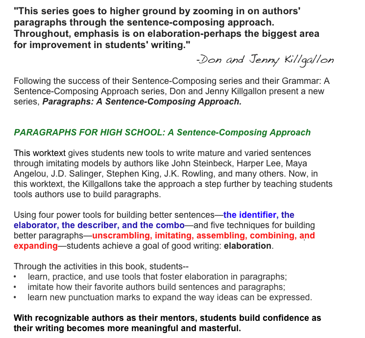 Paragraph Series Sentence Composing Home