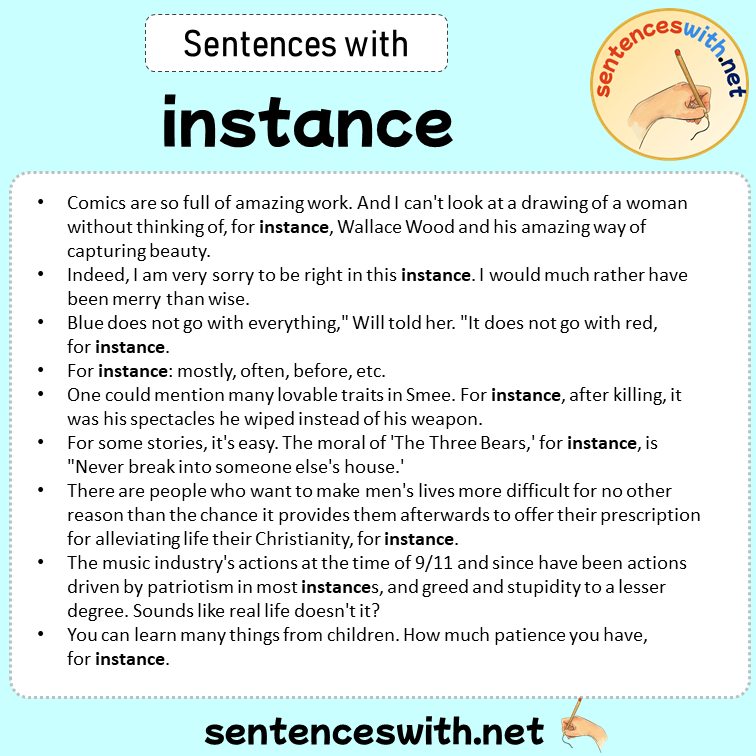 Sentences with instance, Sentences about instance in English