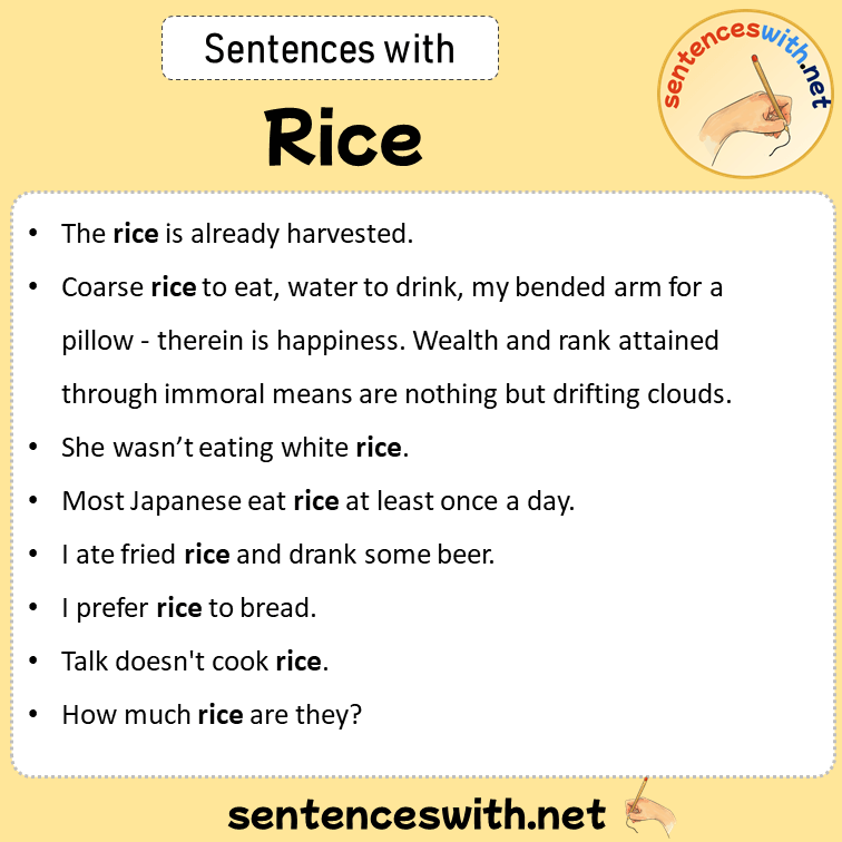 Sentences with Rice, Sentences about Rice in English