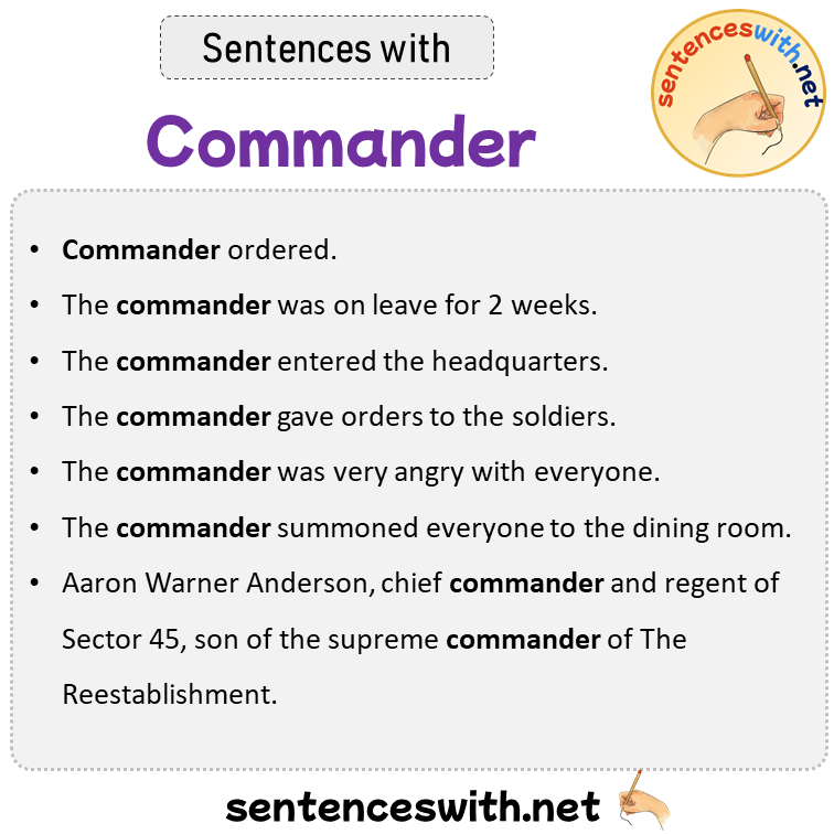 Sentences with Commander, Sentences about Commander