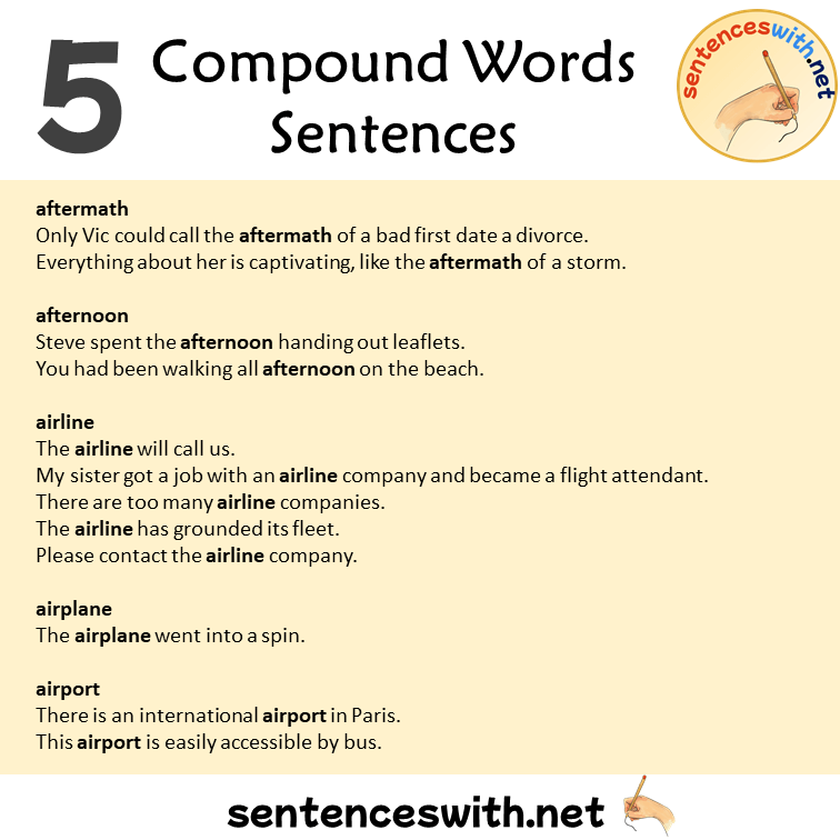 5 Compound Words Sentences, Compound Nouns Examples Sentences
