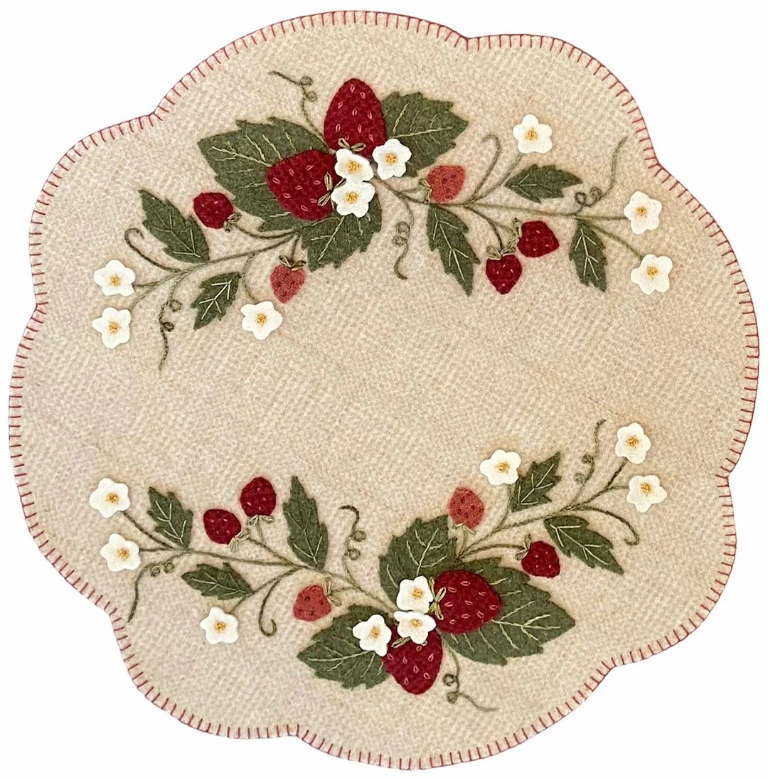Strawberry Patch Wool Applique Table Mat Pattern Sentimental Stitches