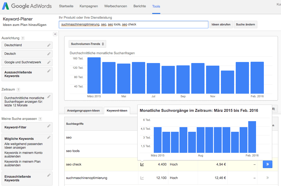 17 kostenlose KeywordTools zur Analyse von Suchbegriffen