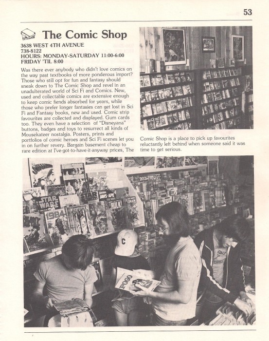 Friday Flashback The Comic Shop, Vancouver, 1978 Sequential