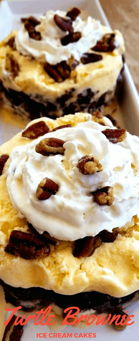 Turtle Brownie Ice Cream Cakes.