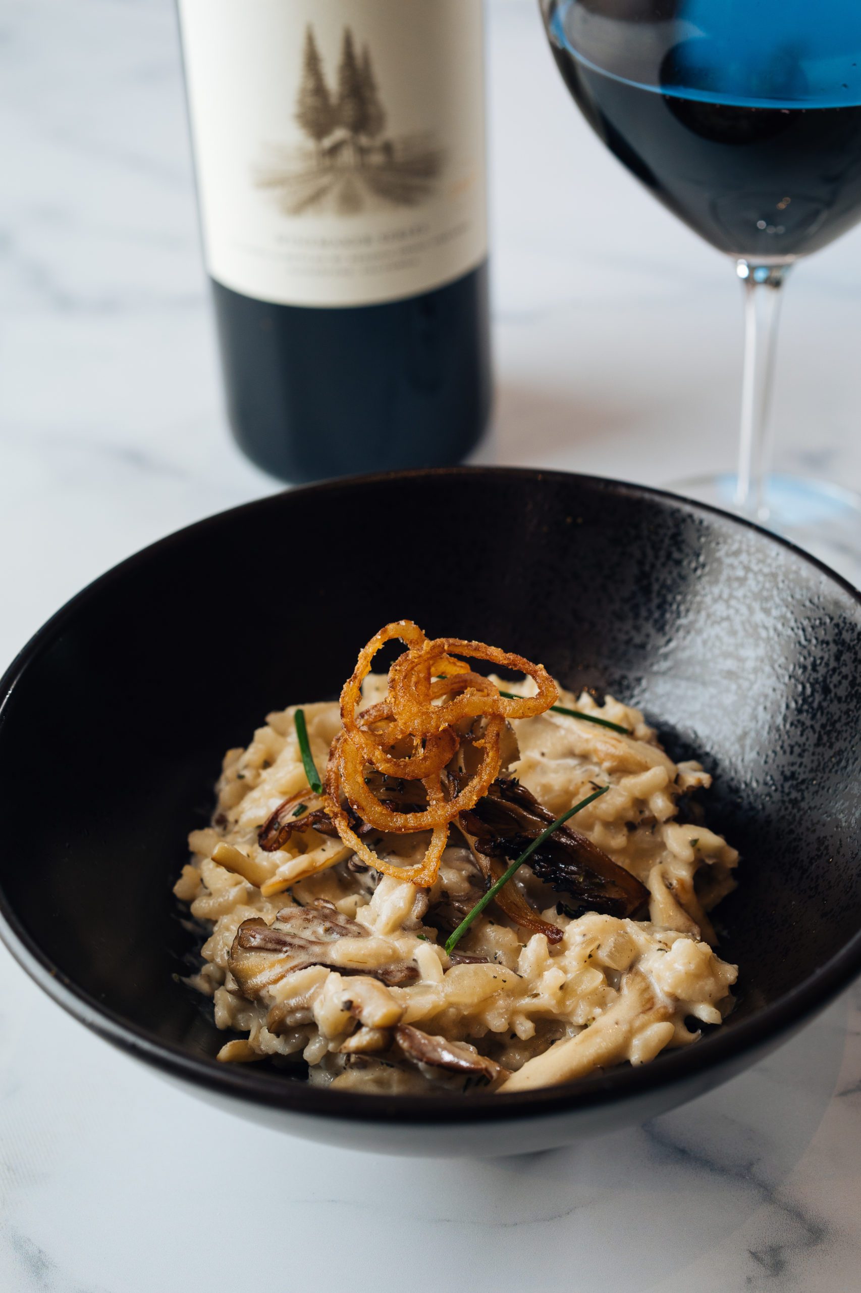 Creamy Mushroom Risotto with Crispy Shallots Sequoia Grove Winery