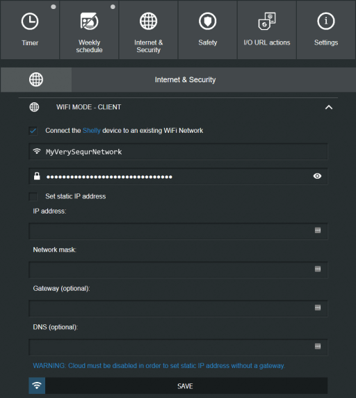 Shelly Web UI method :: Sequr