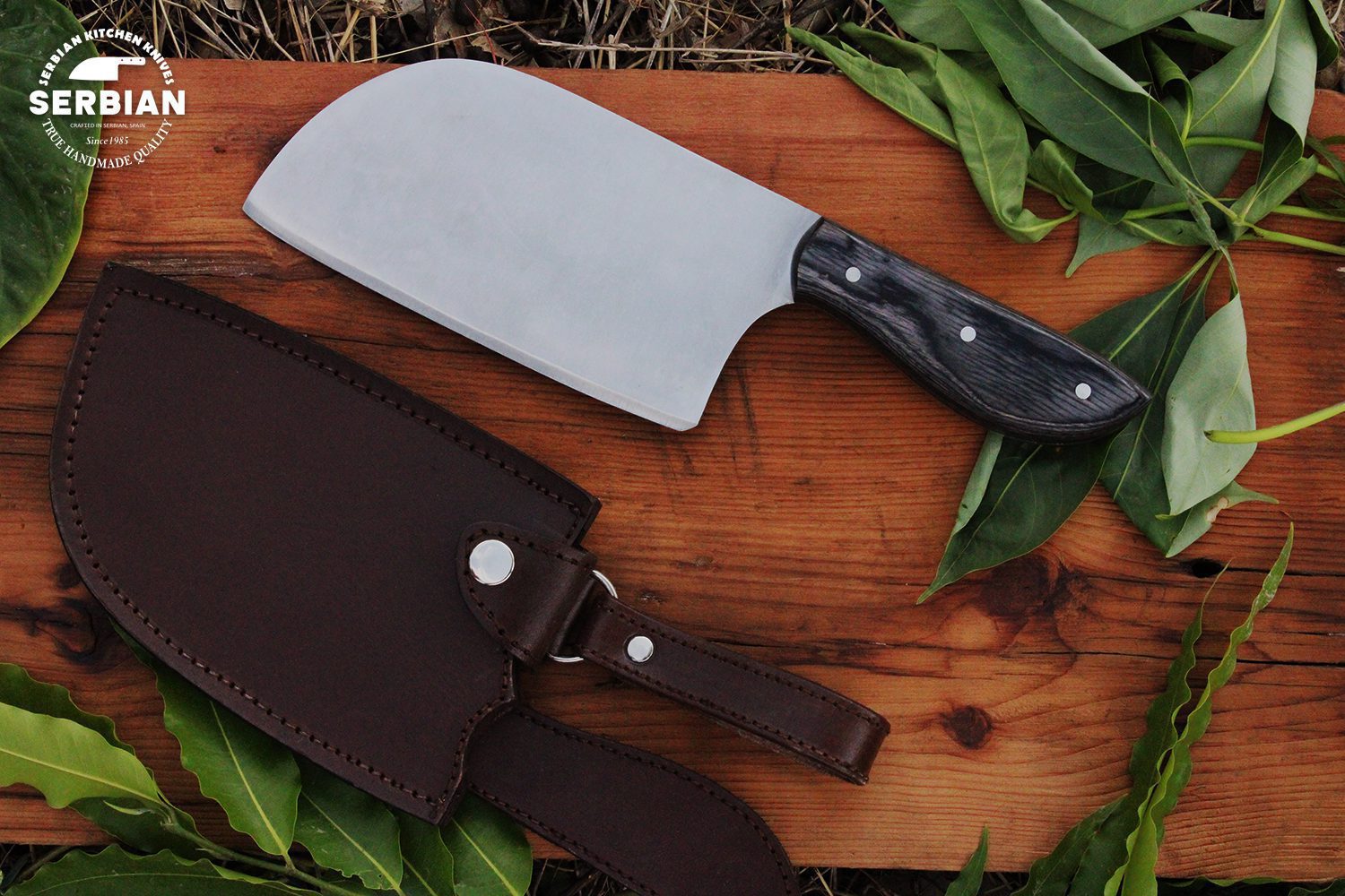 Stainless Steel Kitchen Chef Knife With Color Wood handle by Serbian