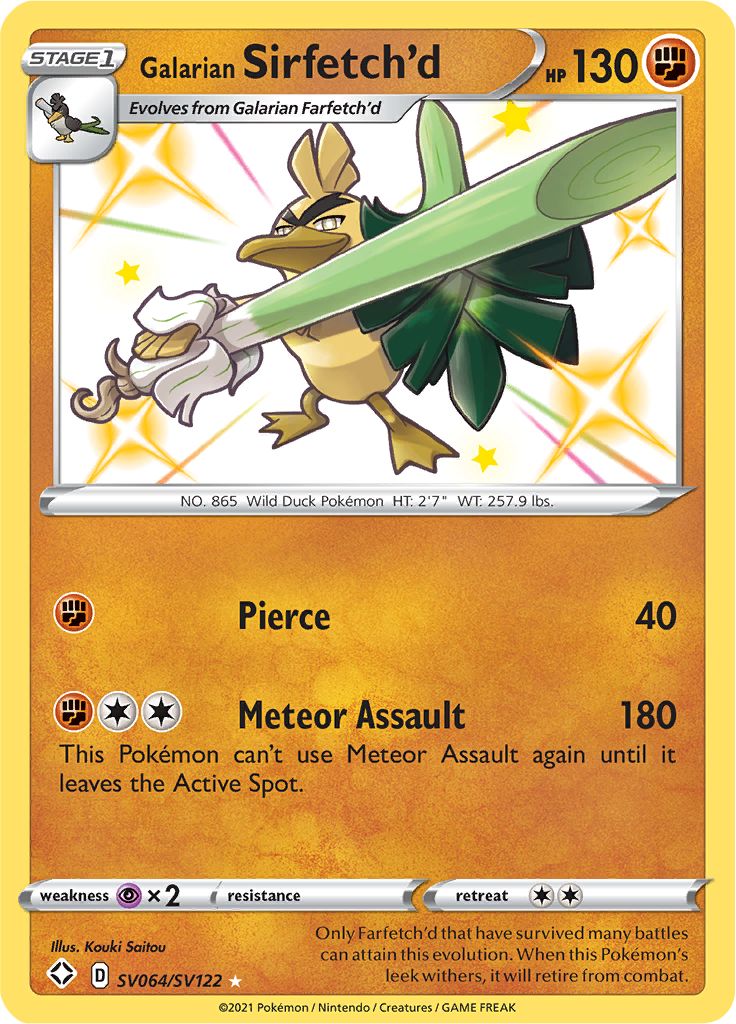 Pokémon Card Database Shining Fates 64 Galarian Sirfetch'd