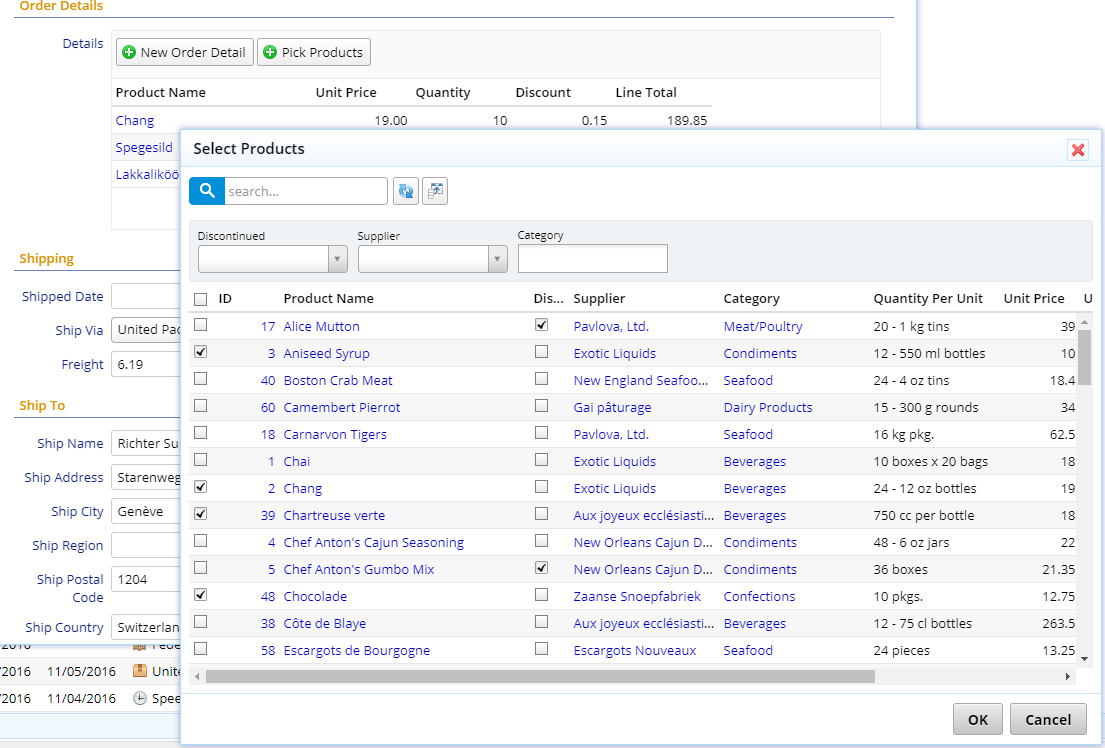 Product Picker Dialog Serenity Guide