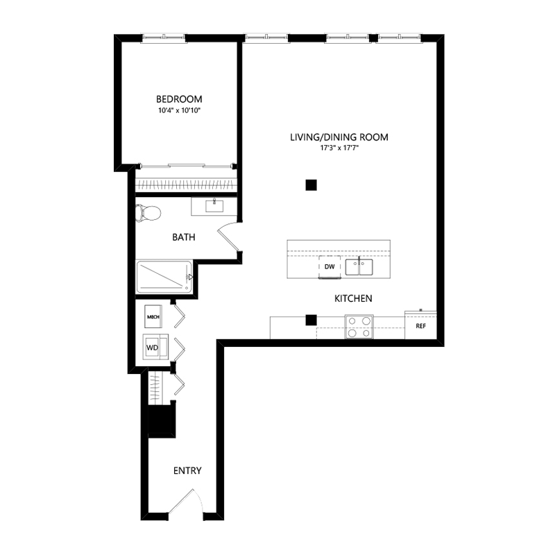 One Bedroom Pet Friendly Apartment Floor Plan F Serif Milwaukee