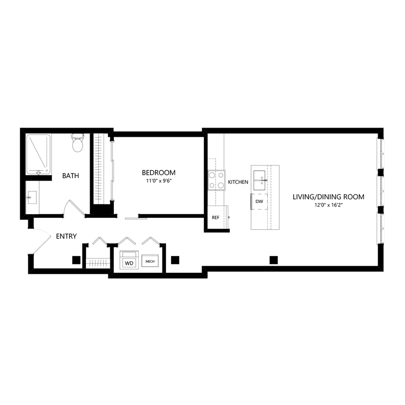 One Bedroom Pet Friendly Apartment Floor Plan H Serif Milwaukee