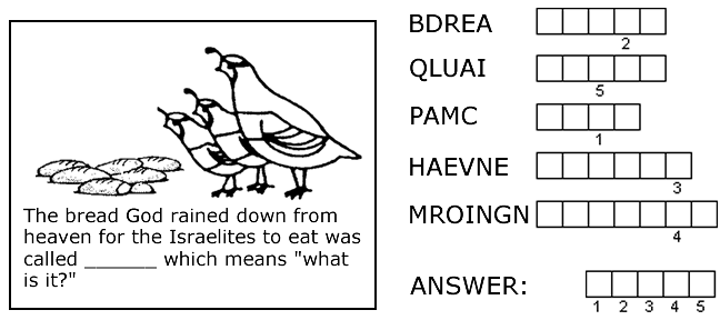 Manna from Heaven Jumble Sermons4Kids