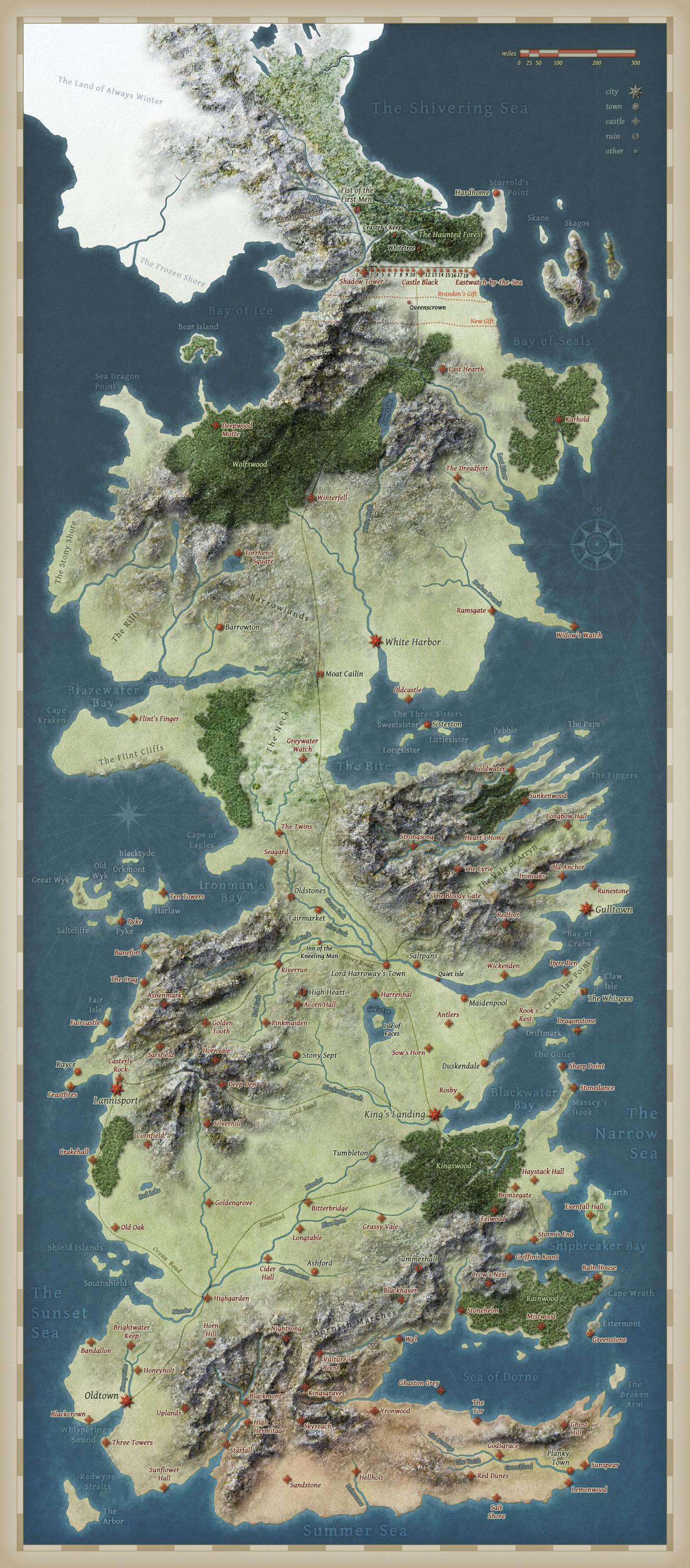 A Song of Ice and Fire Speculative world map