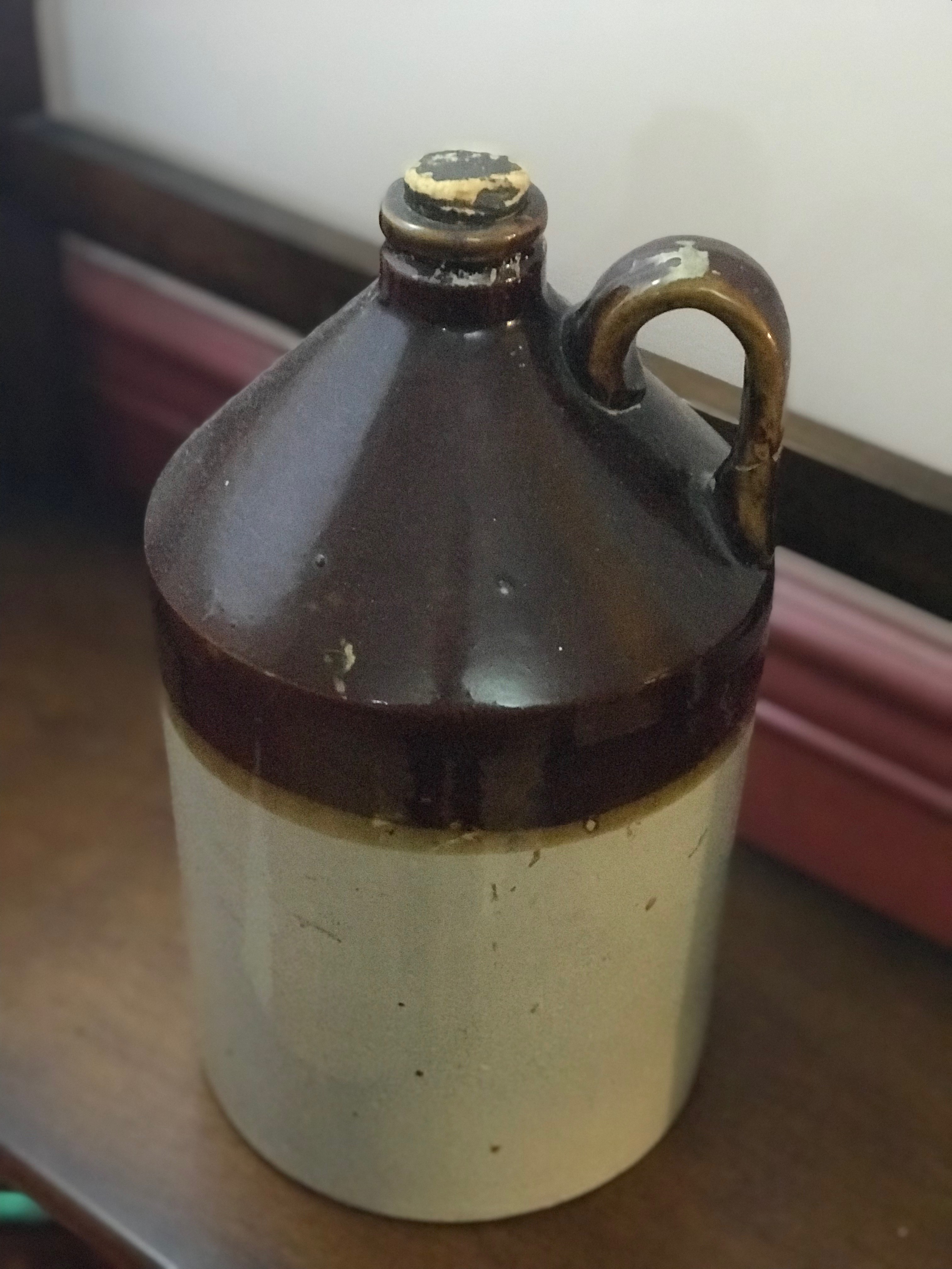 Vintage Brown and White Jug W/ Stopper Aunt Gladys' Attic