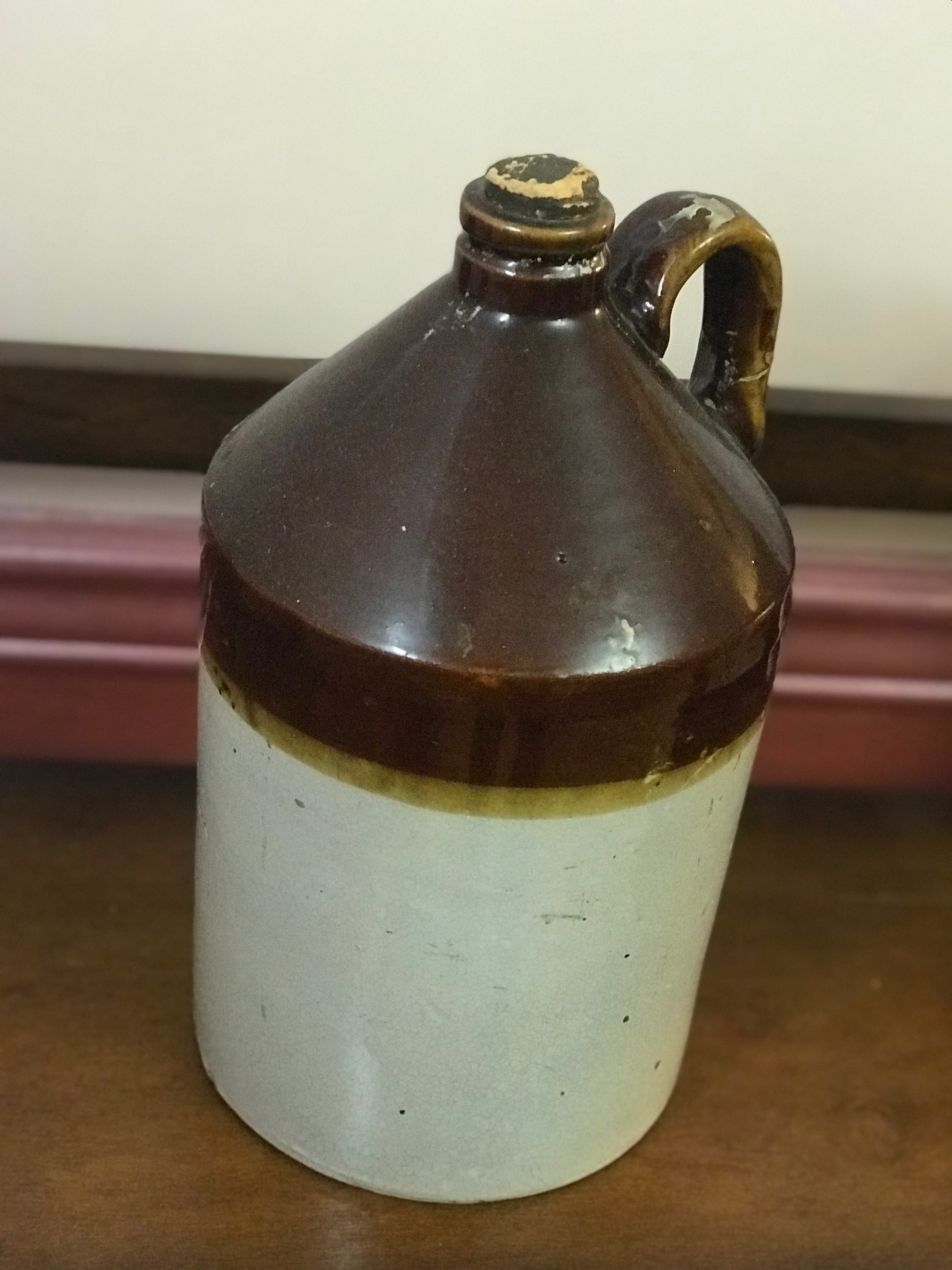 Vintage Brown and White Jug W/ Stopper Aunt Gladys' Attic