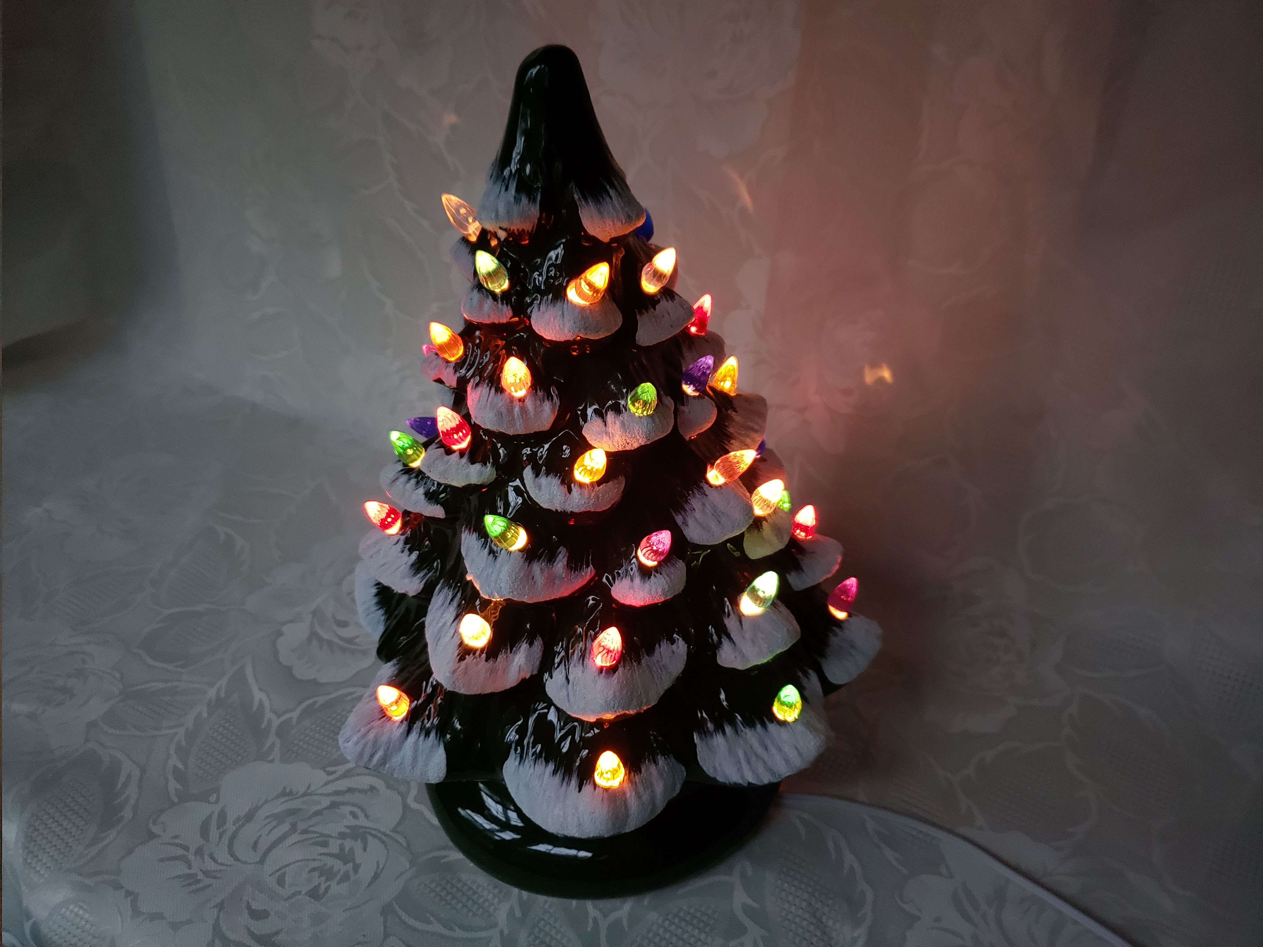 Vintage Flocked Ceramic Christmas LightUp Tree Aunt Gladys' Attic