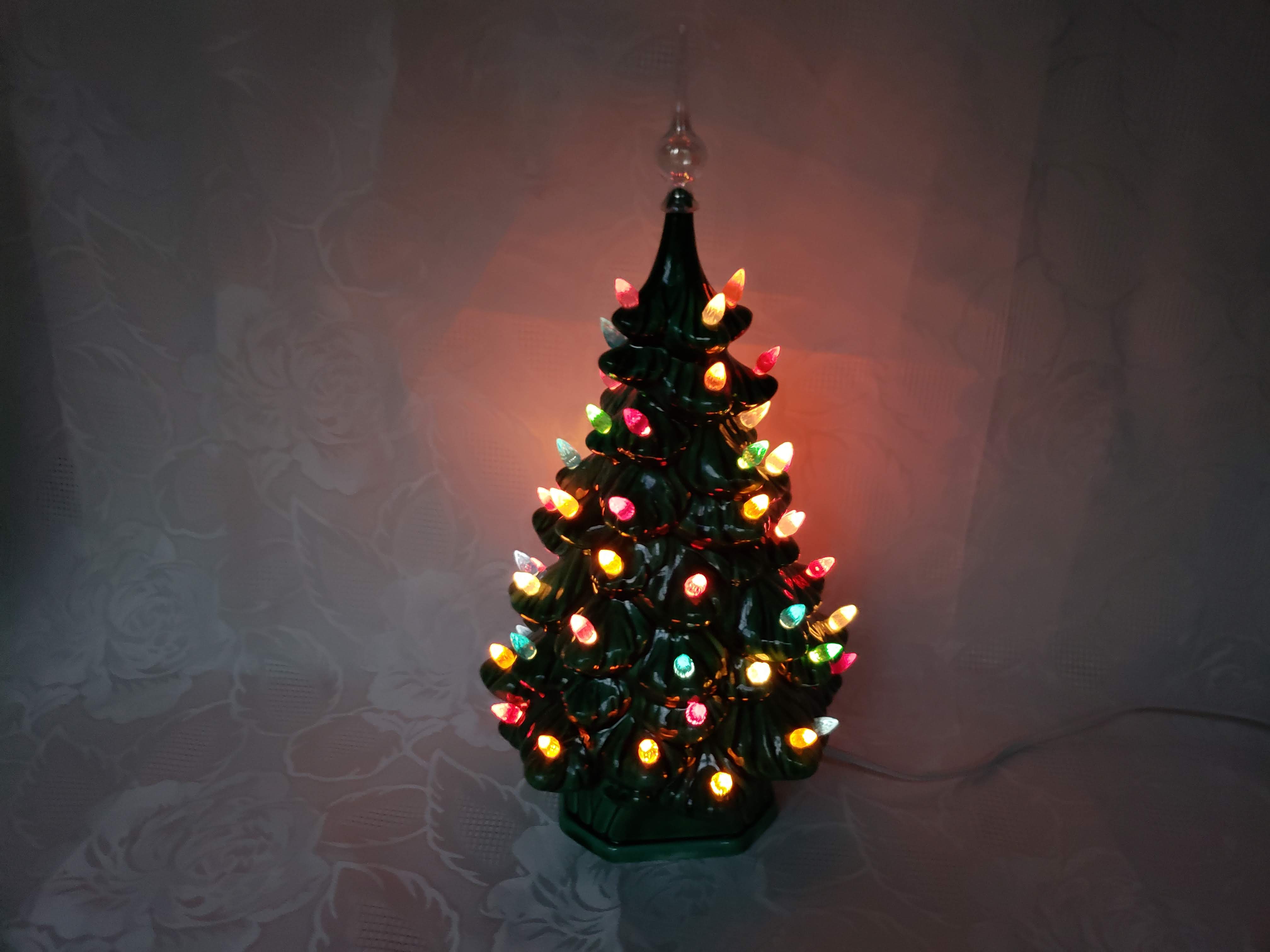sold13 1/2″ Ceramic LightUp Vintage Christmas Tree Aunt Gladys' Attic