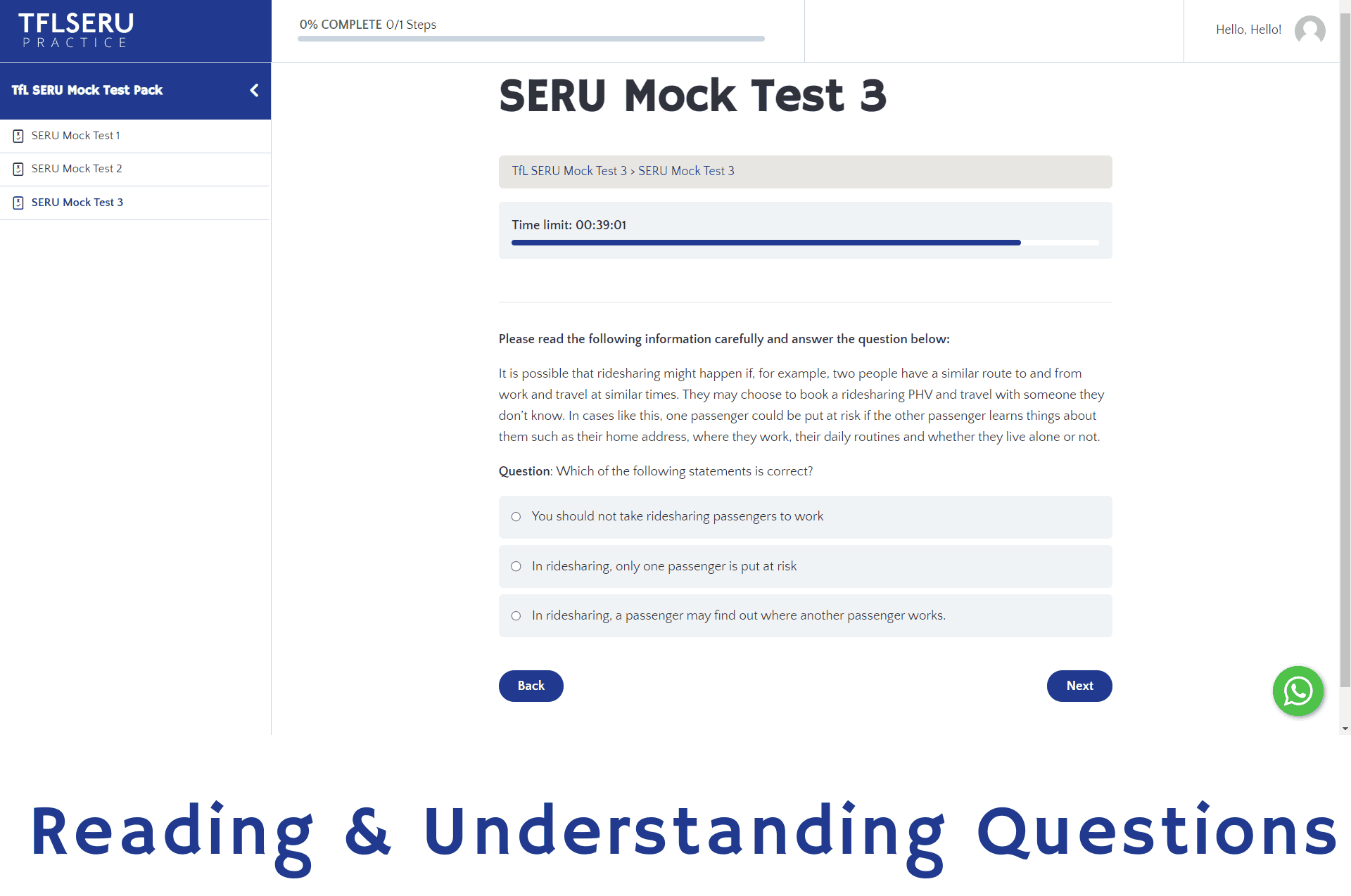 TfL SERU Assessment Mock Tests Official Format