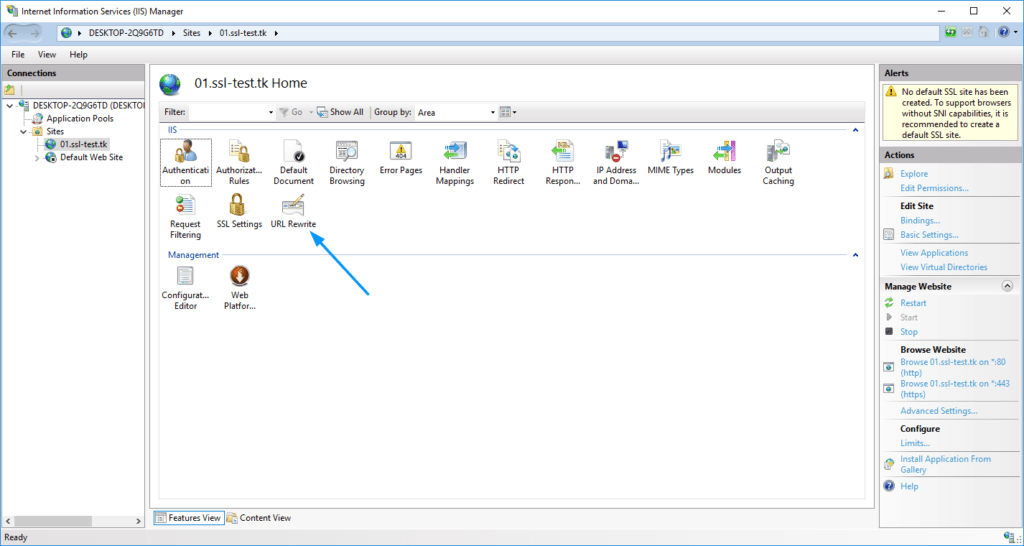 Setting up an HTTP/HTTPS redirect in IIS Server
